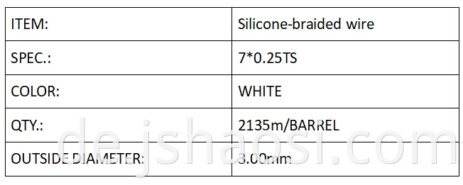 Silicone-braided wire white